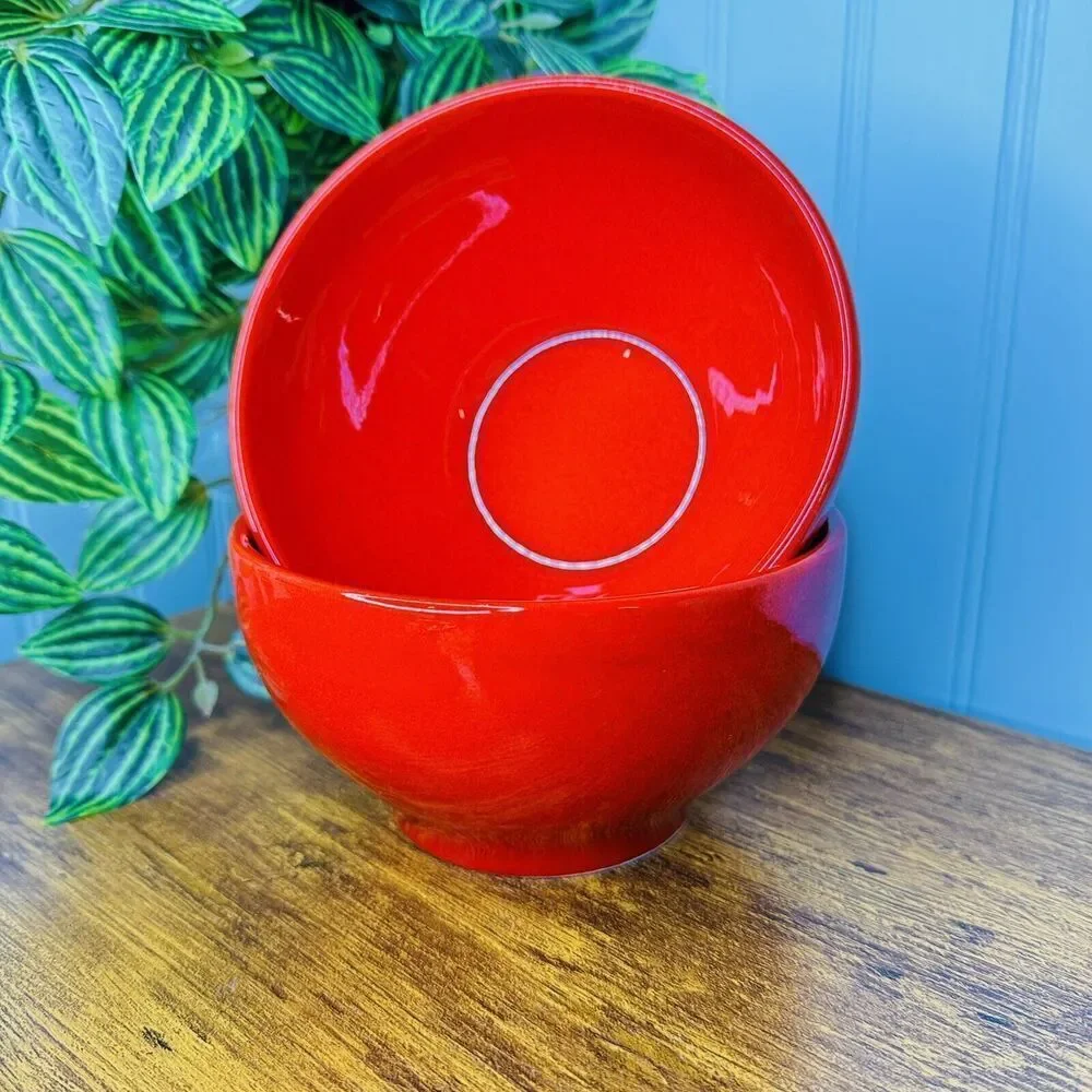 2 Crate&Barrel Red Coupe 5.75in Cereal Soup Bowls Crate and Barrel & VERY NICE